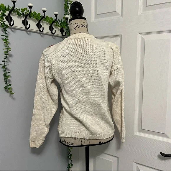 Elegant Floral Knit Cardigan - Cream, Blue, and Pink - Picture 4 of 7